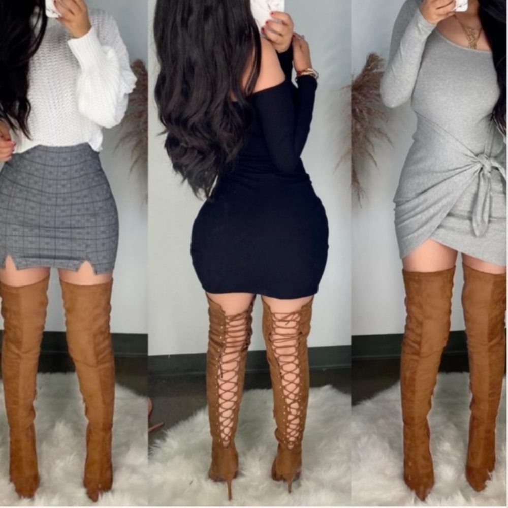 High Heel Open Back Corset Lace Up Thigh High Boot - Picture 7 of 9